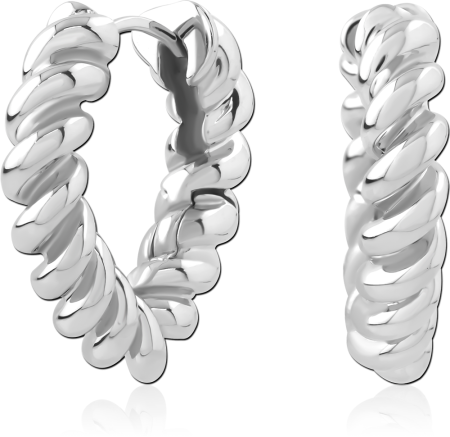 316L SURGICAL STEEL HINGED HUGGIES TWISTED ROPE DESIGN CHUNKY POLISHED FINISH
