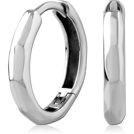 316L SURGICAL STEEL HUGGIES FACETED BAND GEOMETRIC POLISHED FINISH DESIGN