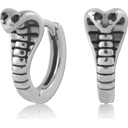 316L SURGICAL STEEL HUGGIE EARRINGS COBRA SNAKE HEAD