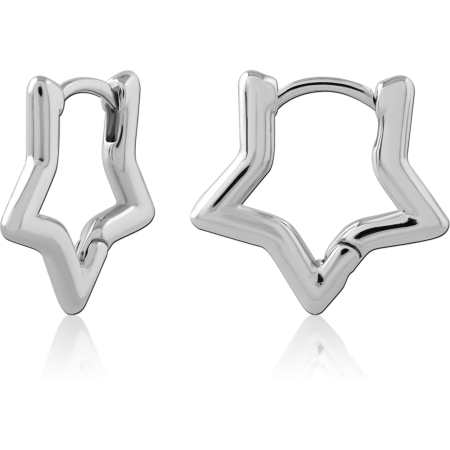 316L SURGICAL STEEL HUGGIE EARRINGS OPEN STAR OUTLINE SHAPE DESIGN