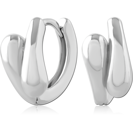 316L SURGICAL STEEL HUGGIE EARRINGS DOUBLE HOOP CROSSOVER POLISHED BAND