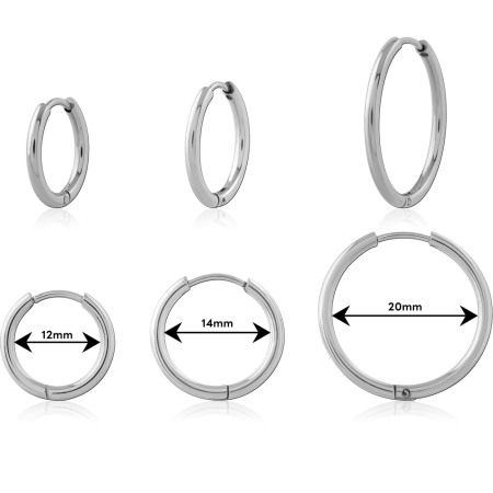 316L SURGICAL STEEL HUGGIES EARRINGS PAIR PLAIN POLISHED HINGED
