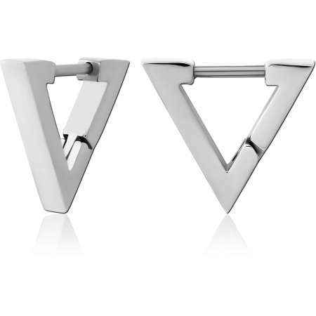 STAINLESS STEEL HUGGIES EARRINGS PAIR OPEN TRIANGLE HINGED
