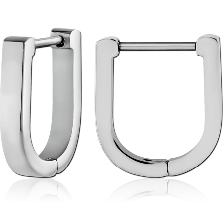 STAINLESS STEEL HUGGIE EARRINGS PAIR GEOMETRIC U-SHAPE HOOP POLISHED FINISH