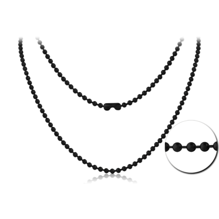 BLACK PVD COATED STAINLESS STEEL BALL CHAIN 60CMS WIDTH*2.4MM