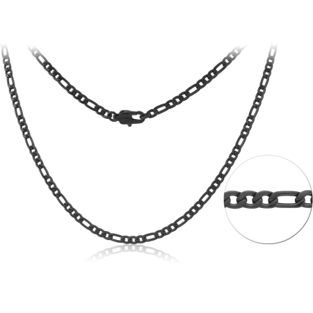 BLACK PVD COATED STAINLESS STEEL NECKLACE CABLE CHAIN