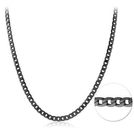 BLACK PVD COATED STAINLESS STEEL NECKLACE CURB CHAIN
