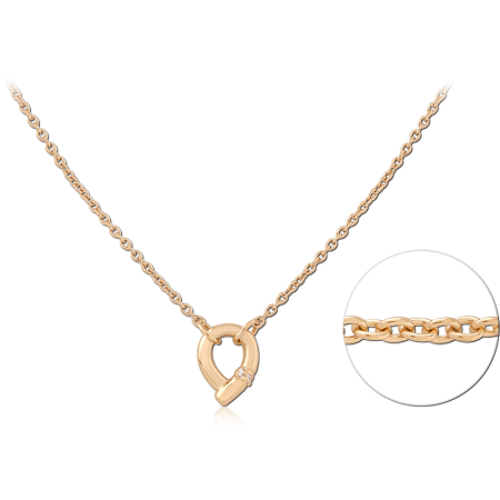 GOLD PLATED 14K STERLING SILVER 925 NECKLACE HEART PENDANT WITH GEM ACCENT