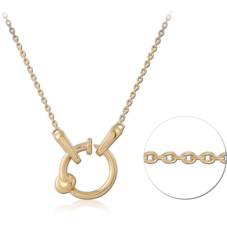 GOLD PLATED 14K STERLING SILVER 925 NECKLACE CIRCLE PENDANT WITH BEAD CHARM