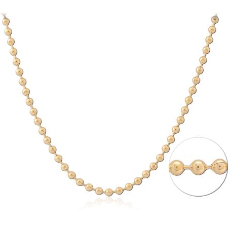 GOLD PVD 18K COATED STAINLESS STEEL BALL CHAIN 60CMS WIDTH*2.4MM