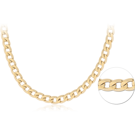 GOLD PVD COATED 316L STAINLESS STEEL NECKLACE CURB LINK CHAIN DESIGN