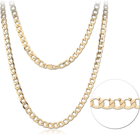 GOLD PVD 18K COATED STAINLESS STEEL NECKLACE CHAIN CUBAN CURB LINK