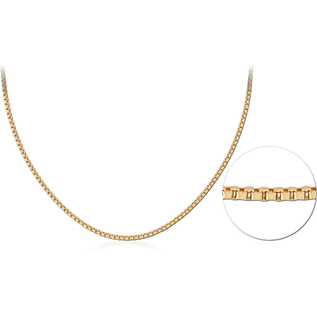 GOLD PVD COATED 316L STAINLESS STEEL NECKLACE BOX LINK CHAIN DESIGN