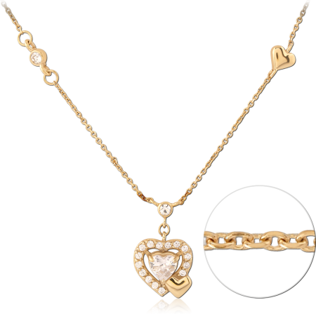 GOLD PVD 18K COATED SURGICAL STEEL TWO TONE NECKLACE WITH PENDANT