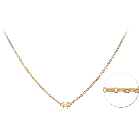 316L GOLD PVD 18K COATED SURGICAL STEEL JEWELED NECKLACE