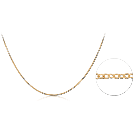 GOLD PLATED 18K STERLING SILVER 925 NECKLACE FLAT CURB LINK CHAIN