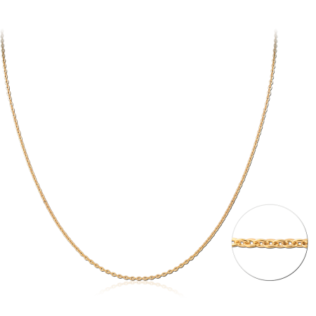 GOLD PLATED 18K STERLING SILVER 925 NECKLACE MEDIUM OVAL LINK CHAIN