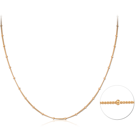 GOLD PLATED 18K STERLING SILVER 925 NECKLACE BEAD STATION LINK CHAIN