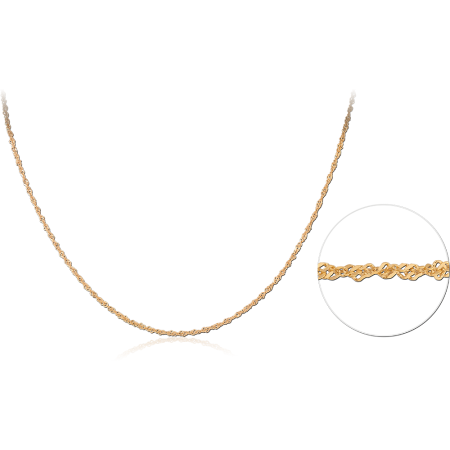 GOLD PLATED 18K STERLING SILVER 925 NECKLACE TWISTED LINK CHAIN