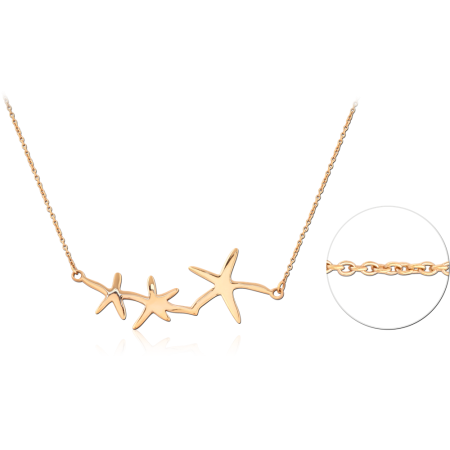 GOLD PLATED 18K STERLING SILVER 925 NECKLACE WITH TRIPLE STARFISH CLUSTER PENDANT