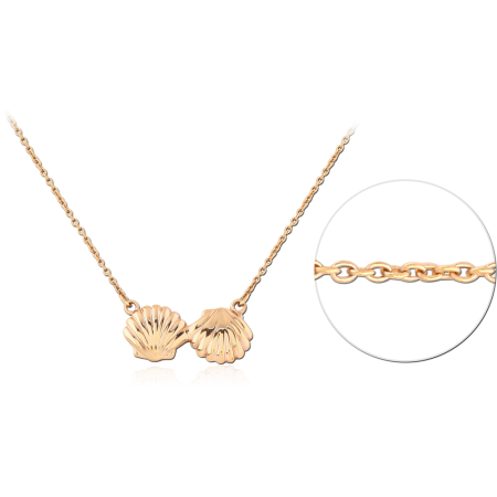 GOLD PLATED 18K STERLING SILVER 925 NECKLACE WITH DOUBLE SHELL CLUSTER PENDANT