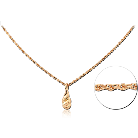 GOLD PLATED 18K STERLING SILVER 925 NECKLACE TWISTED TEARDROP PENDANT