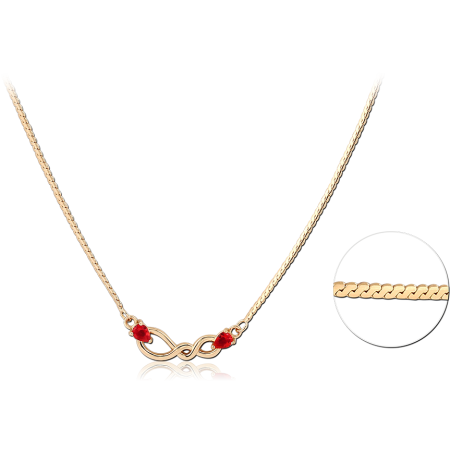 GOLD PLATED 18K STERLING SILVER 925 NECKLACE INFINITY BAR PENDANT RED GEMS