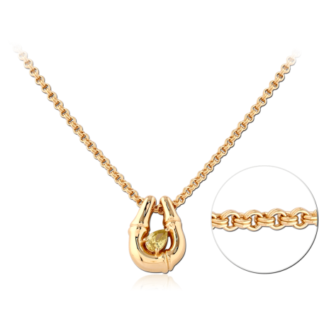 GOLD PLATED 18K STERLING SILVER 925 NECKLACE MARQUISE YELLOW GEM CLAW PENDANT