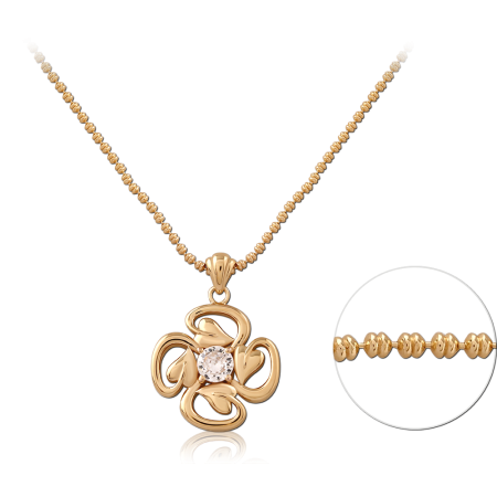 GOLD PLATED 18K STERLING SILVER 925 NECKLACE OPEN FLOWER PENDANT CLEAR GEM