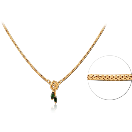 GOLD PLATED 18K STERLING SILVER 925 NECKLACE KNOT DROP PENDANT GREEN GEMS