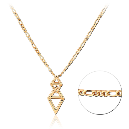 GOLD PLATED 18K STERLING SILVER 925 NECKLACE GEOMETRIC TRIPLE TRIANGLE OPENWORK PENDANT