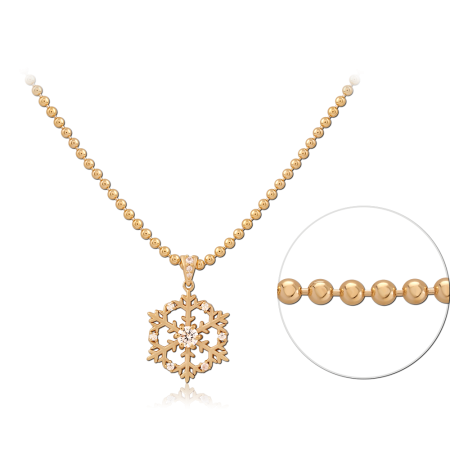 GOLD PLATED 18K STERLING SILVER 925 NECKLACE SNOWFLAKE PENDANT WITH CENTER GEM
