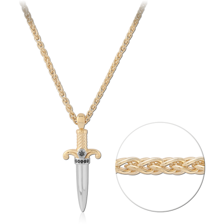 STERLING SILVER 925 18K GOLD PLATED AND RHODIUM PLATED JEWELED NECKLACE WITH PENDANT