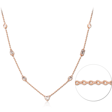 GOLD PLATED 18K STERLING SILVER 925 STATION NECKLACE MULTI SHAPE GEM ACCENTS