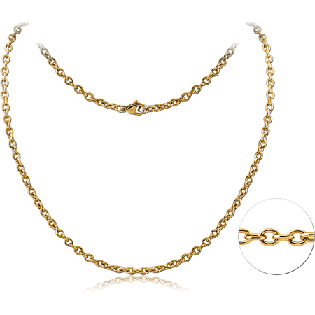 GOLD PVD COATED STAINLESS STEEL CABLE NECK CHAIN 45CMS
