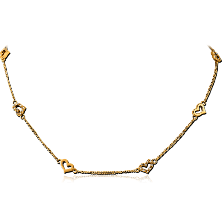 316L GOLD PVD COATED SURGICAL STEEL JEWELED NECKLACE