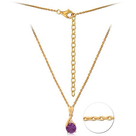 STERLING SILVER 925 GOLD PLATED JEWELED NECKLACE WITH PENDANT