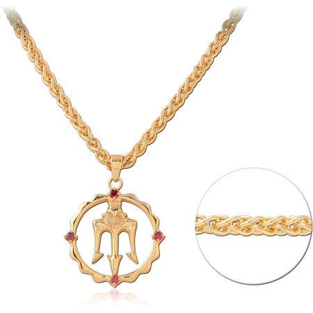 GOLD PLATED STERLING SILVER 925 NECKLACE OPEN CIRCLE PENDANT FOUR RED GEMS