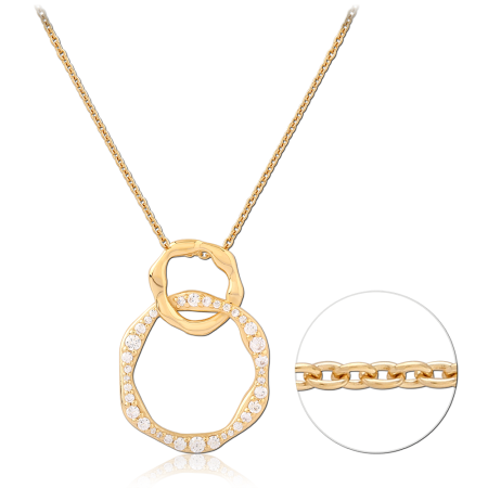 GOLD PLATED STERLING SILVER 925 JEWELED NECKLACE WITH PENDANT