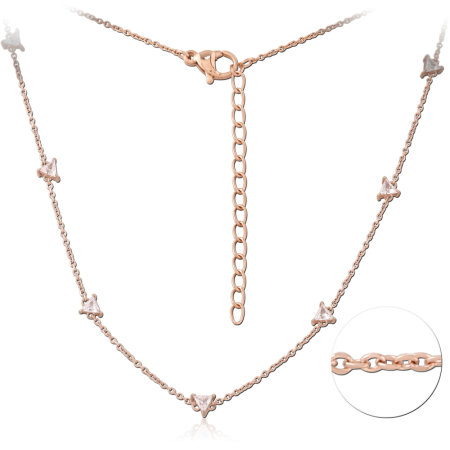 ROSE GOLD PVD COATED SURGICAL STEEL JEWELED NECKLACE