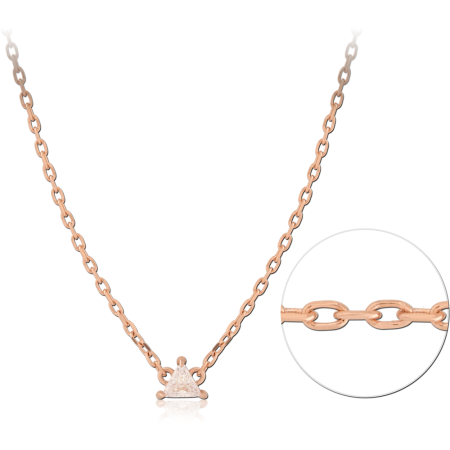 316L ROSE GOLD PVD COATED SURGICAL STEEL JEWELED NECKLACE