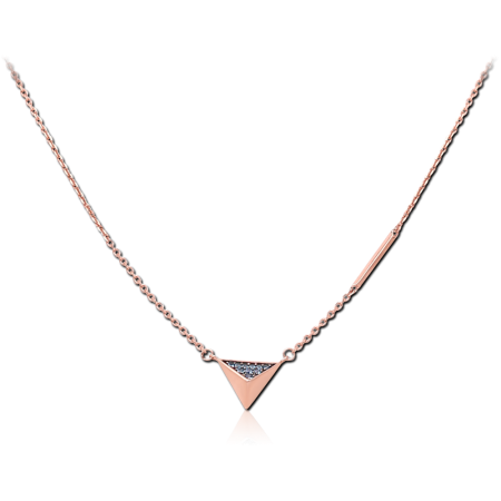 STERLING SILVER 925 ROSE GOLD PVD COATED JEWELED NECKLACE WITH PENDANT