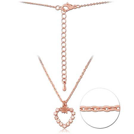ROSE GOLD PLATED STERLING SILVER 925 NECKLACE HEART PENDANT WITH STAR AND CLEAR GEMS