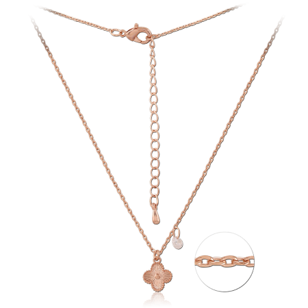 ROSE GOLD PLATED STERLING SILVER 925 NECKLACE FOUR LEAF CLOVER PENDANT