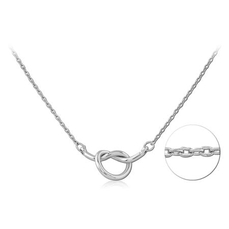STERLING SILVER 925 NECKLACE WITH POLISHED KNOT PENDANT ON CABLE CHAIN