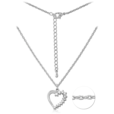 STERLING SILVER 925 NECKLACE WITH JEWELED OPEN HEART PENDANT DESIGN