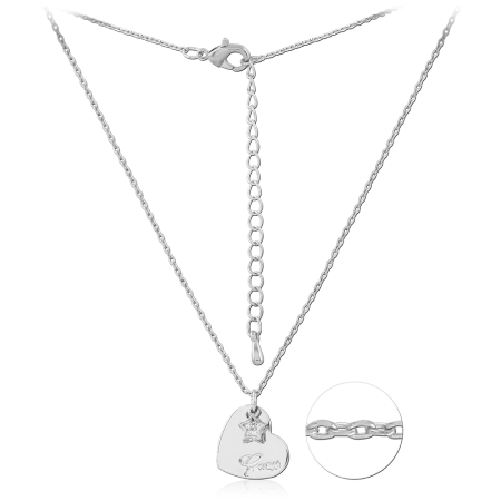 STERLING SILVER 925 NECKLACE HEART TAG PENDANT WITH CROWN ACCENT POLISHED FINISH
