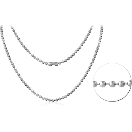 STAINLESS STEEL BALL CHAIN NECKLACE ROUND BEADS WITH CONNECTOR CLASP HIGH POLISH FINISH