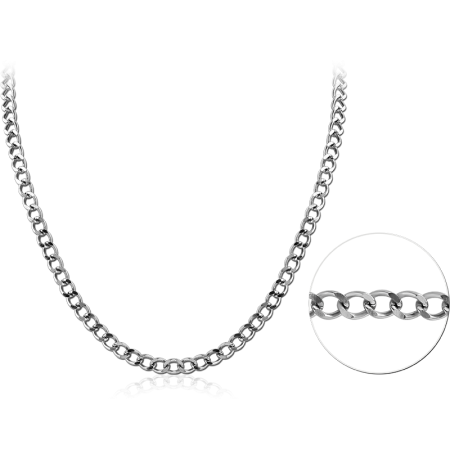 STAINLESS STEEL FLAT CURB NECK CHAIN 45CMS