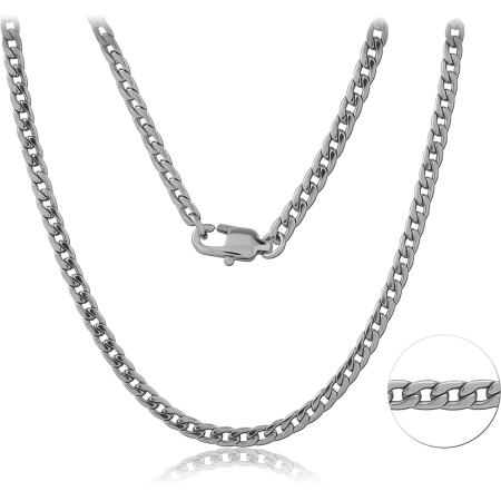 STAINLESS STEEL NECKLACE CURB CHAIN WITH LOBSTER CLASP POLISHED FINISH